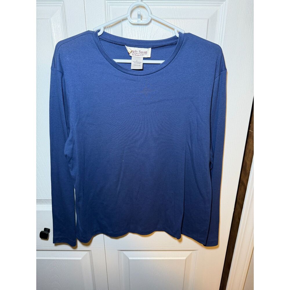 Simply Susan by Susan G Blue Long Sleeve Top Women's Large Made in USA